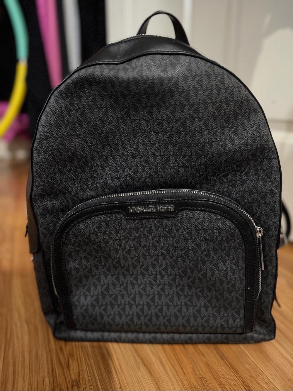 Michael Kors Black MK Logo Backpack
